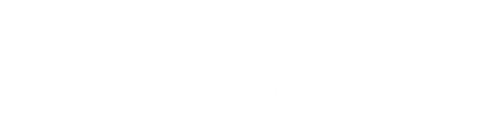 white shred cube logo