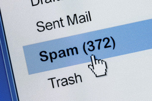 Spam emails in a computer inbox, how to stop spam emails concept