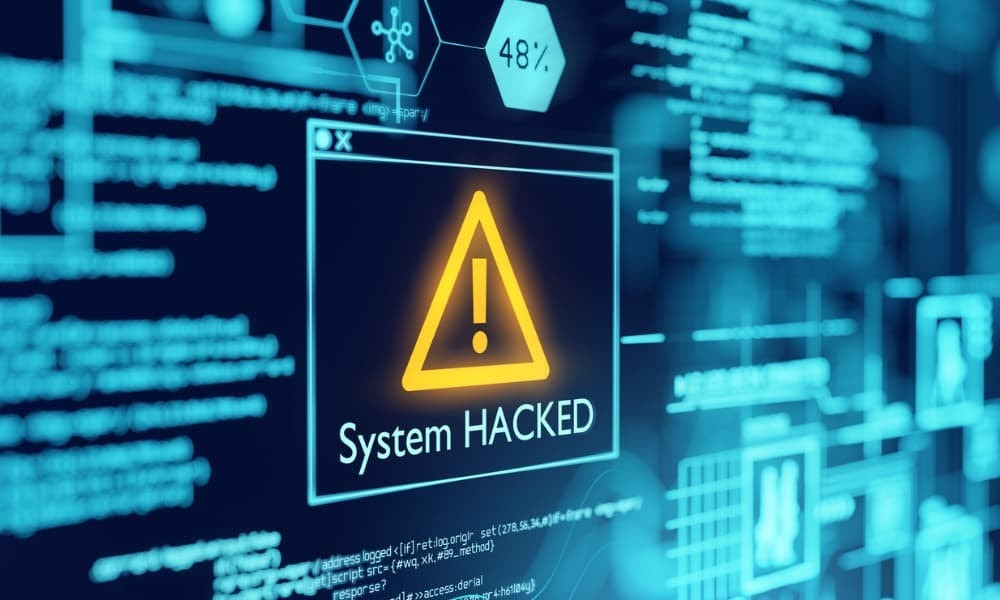 A computer system warning that it has been hacked indicates a cryptojacking attack is underway
